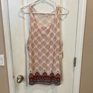 Mudd White Burgundy Printed Tank Top - XL - NWT